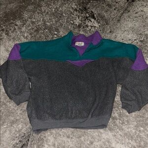 Vintage Colorblock Quarter-Zip Sweater
